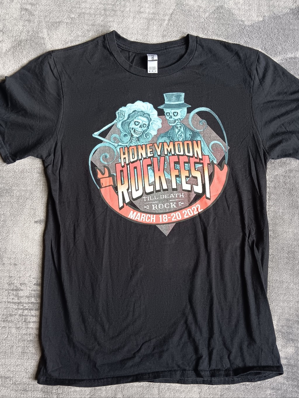 Honeymoon Rock Fest 'Till Death' Black Graphic Tee Shirt 2022, Gildan Medium